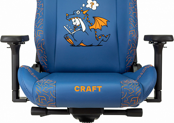 Кресло игровое Бюрократ Knight Craft Dragon синий эко.кожа крестов. металл