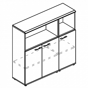 Шкаф средний комбинированный полузакрытый (топ МДФ) - МР 9388 ВЛ/МП/МП