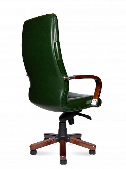 Кресло офисное Честер  (дерево / зеленая глянцевая кожа / мультиблок)