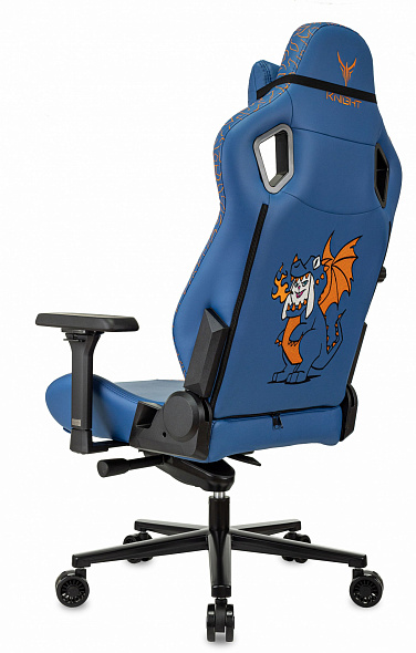 Кресло игровое Бюрократ Knight Craft Dragon синий эко.кожа крестов. металл