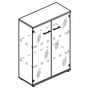 Шкаф средний со стеклянными прозрачными дверьми (топ ДСП) - МР 9466 МП/МП