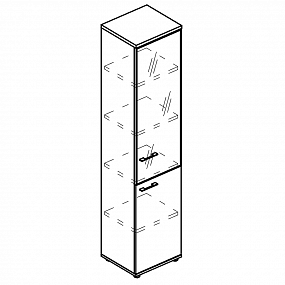 Шкаф для документов узкий со стеклянной дверью в алюминиевой рамке правый (топ ДСП) - МР 9486 ВЛ/МП/МП