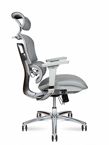 Кресло офисное Kron aluminium grey (серый пластик / серая сетка / алюминиевая база)