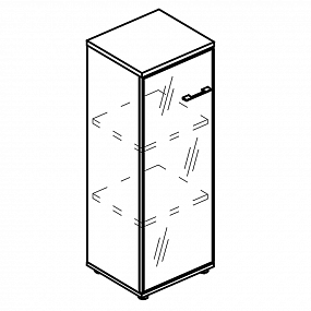 Шкаф средний узкий со стеклянной дверью в алюминиевой рамке левый (топ ДСП) - МР 9470 ВЛ/МП
