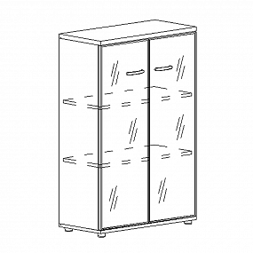 Шкаф средний со стеклом в алюминиевой рамке - А4 9367 МП