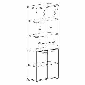 Шкаф для документов со стеклянными прозрачными дверьми - А4 9379 НД/БП