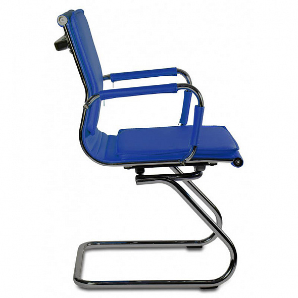 Кресло Бюрократ CH-993-Low-V синий экокожа низк.спин. полозья металл хром