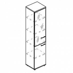 Шкаф для документов узкий со стеклянной дверью в алюминиевой рамке левый (топ ДСП) - МР 9487 МП/МП/МП