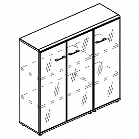 Шкаф средний комбинированный со стеклянными дверьми в алюминиевой рамке (топ ДСП) - МР 9490 МП/МП