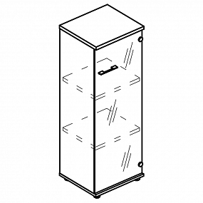 Шкаф средний узкий со стеклянной прозрачной дверью (топ ДСП) - МР 9468 ВЛ/МП
