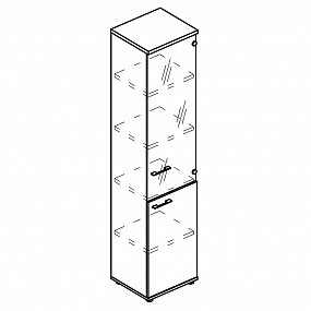 Шкаф для документов узкий со стеклянной прозрачной дверью (топ ДСП) - МР 9485 МП/МП/МП