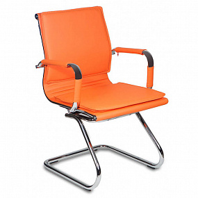 Кресло Бюрократ CH-993-Low-V оранжевый экокожа низк.спин. полозья металл хром