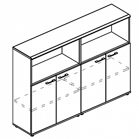Шкаф средний комбинированный полузакрытый (топ МДФ) - МР 9391 МП/МП/МП
