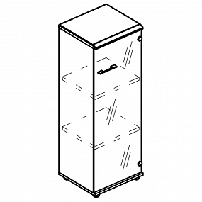 Шкаф средний узкий со стеклянной прозрачной дверью (топ МДФ) - МР 9368 ВЛ/МП