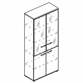 Шкаф для документов со стеклянными дверьми в алюминиевой рамке (топ ДСП) - МР 9480 МП/МП/МП
