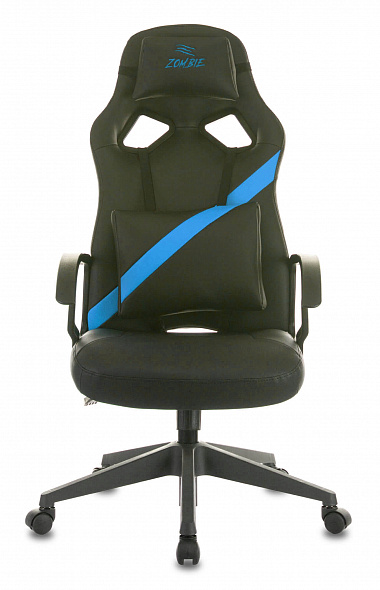 Кресло Бюрократ Zombie DRIVER черный/голубой экокожа с подголов. крестовина пластик