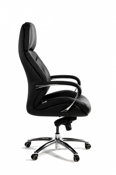 Кресло офисное Porsche  (черная  кожа/ алюминий крестовина)