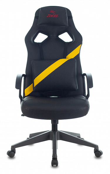 Кресло Бюрократ Zombie DRIVER черный/желтый экокожа с подголов. крестовина пластик