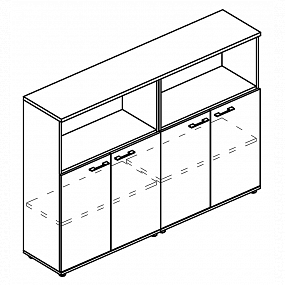 Шкаф средний комбинированный полузакрытый (топ ДСП) - МР 9491 ВЛ/МП/МП