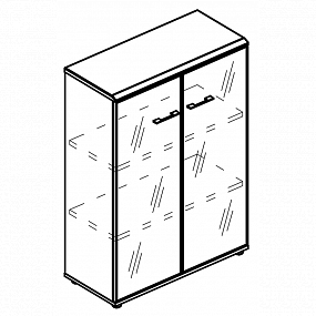 Шкаф средний со стеклянными дверьми в алюминиевой рамке (топ МДФ) - МР 9365 ВЛ/МП