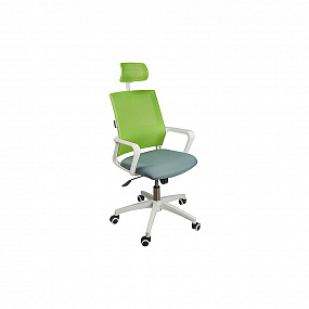 Кресло Бит белый пластик / зеленая сетка / темно-серая ткань