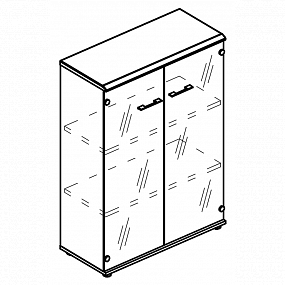 Шкаф средний со стеклянными прозрачными дверьми (топ МДФ) - МР 9366 МП/МП