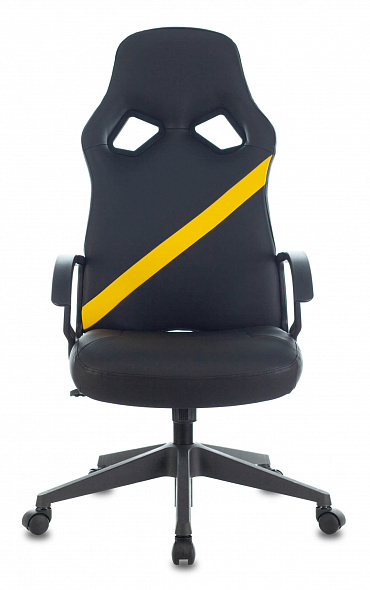 Кресло Бюрократ Zombie DRIVER черный/желтый экокожа с подголов. крестовина пластик