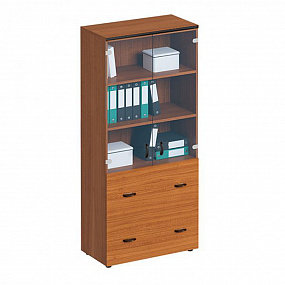 Шкаф для документов с ящиками со стеклянными прозрачными дверями - ДР 993 ОФ