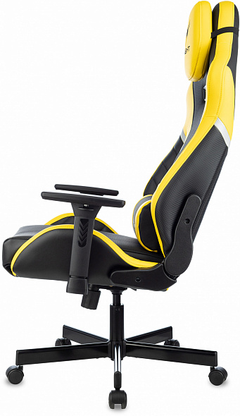 Кресло игровое Knight Thunder 5X черный/желтый эко.кожа крестов. металл
