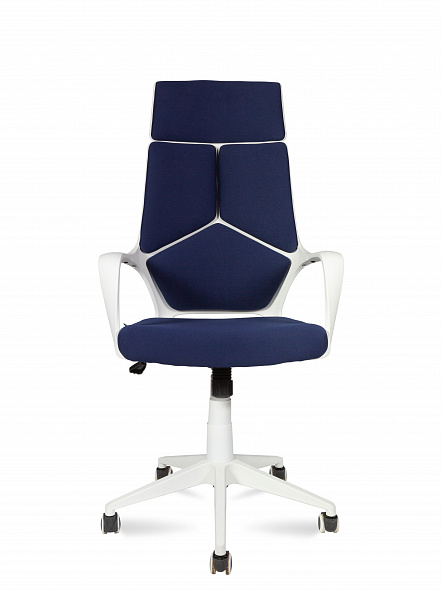 Кресло офисное  IQ  (белый  пластик / темно-синяя ткань)