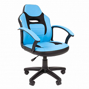 Кресло CHAIRMAN KIDS 110 черный пластик черный/голубой