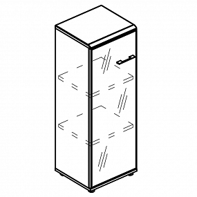 Шкаф средний узкий со стеклянной дверью в алюминиевой рамке левый (топ МДФ) - МР 9370 МП/МП