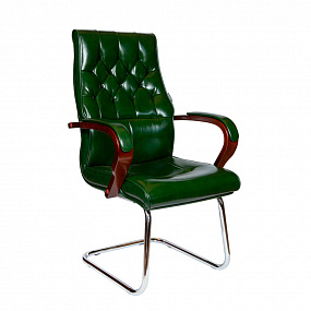 Кресло офисное  Боттичелли CF  (дерево / зеленая глянцевая кожа)