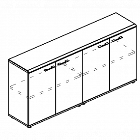 Шкаф низкий комбинированный закрытый (топ МДФ) - МР 9355 МП/МП/МП