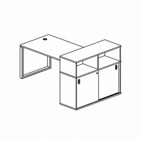 Стол письменный на О-образном м/к с опорным шкафом-купе - БО.РС-СШК-3.3