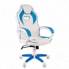 Кресло CHAIRMAN GAME 16 белый пластик белый/голубой