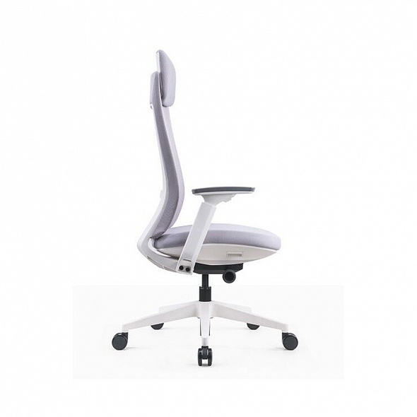 Кресло офисное Oslo  (серая сетка /серый пластик / база белая)