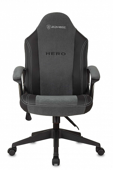 Кресло игровое Бюрократ Zombie Hero серый текстиль/эко.кожа крестов. пластик
