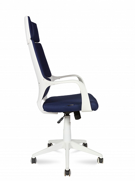 Кресло офисное  IQ  (белый  пластик / темно-синяя ткань)