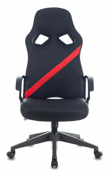 Кресло Бюрократ Zombie DRIVER черный/красный экокожа с подголов. крестовина пластик