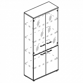 Шкаф для документов со стеклянными прозрачными дверьми (топ ДСП) - МР 9479 МП/МП/МП