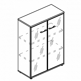 Шкаф средний со стеклянными дверьми в алюминиевой рамке (топ ДСП) - МР 9465 ВЛ/МП