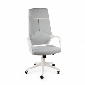 Кресло офисное  IQ  (белый пластик / серая ткань	)		