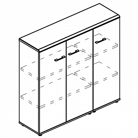 Шкаф средний комбинированный закрытый (топ МДФ) - МР 9389 МП/МП/МП
