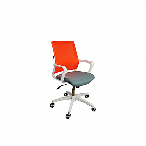 Кресло Бит LB белый пластик / оранжевая сетка / темно-серая ткань