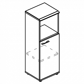 Шкаф средний узкий полузакрытый (топ МДФ) - МР 9362 МП/МП/МП