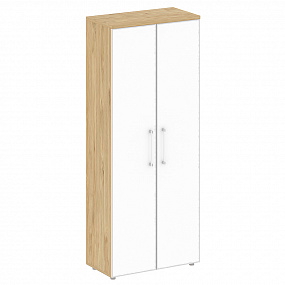 Шкаф высокий широкий (2 высоких фасада стекло лакобель в раме) - SK.ST-1.10R white