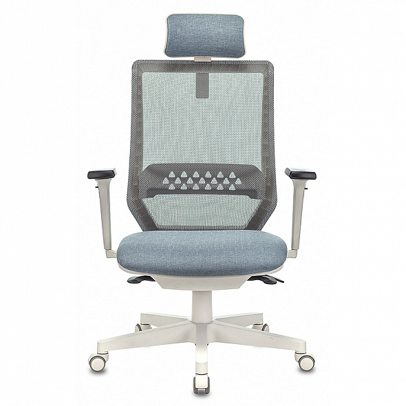 Кресло Бюрократ EXPERT серый сиденье голубой 38-405 сетка/ткань с подголов. крестовина