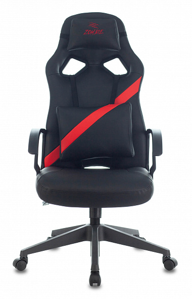 Кресло Бюрократ Zombie DRIVER черный/красный экокожа с подголов. крестовина пластик