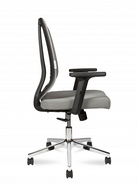 Кресло офисное  Tema Сhrome LB 2D (база хром / черный пластик / серая сетка / серая ткань)